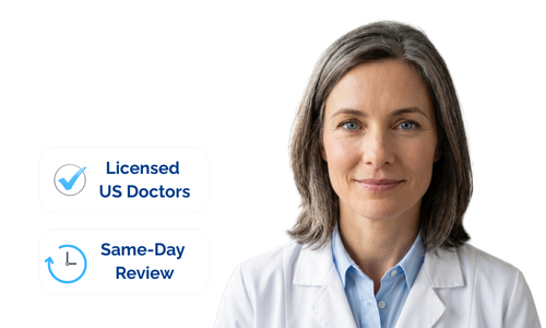 Licensed US physician reviewing patient case
